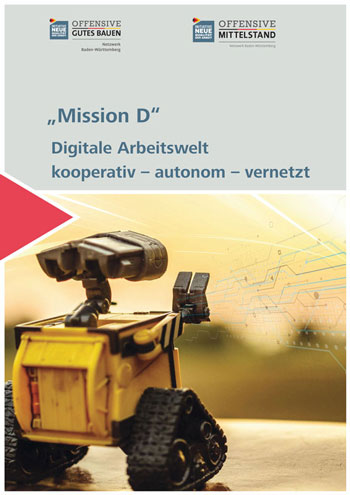 Auf der Titelseite symbolisiert ein kleiner Roboter die digital vernetze Arbeitswelt.